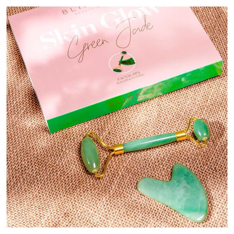 Rolo e Guasha de Jade Verde para Massagem Facial Lala Rudge
