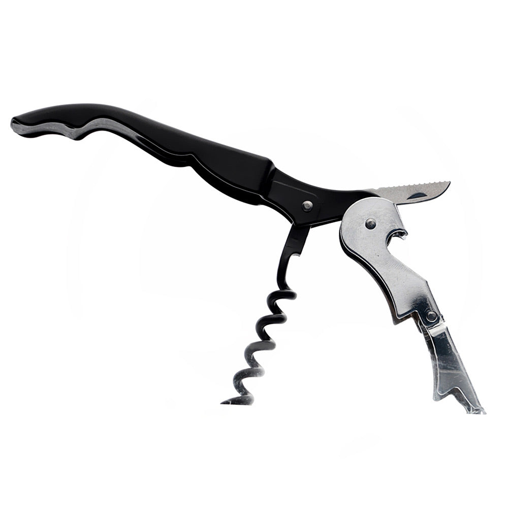 Saca rolhas em aço inox dois estágios preto Dynasty