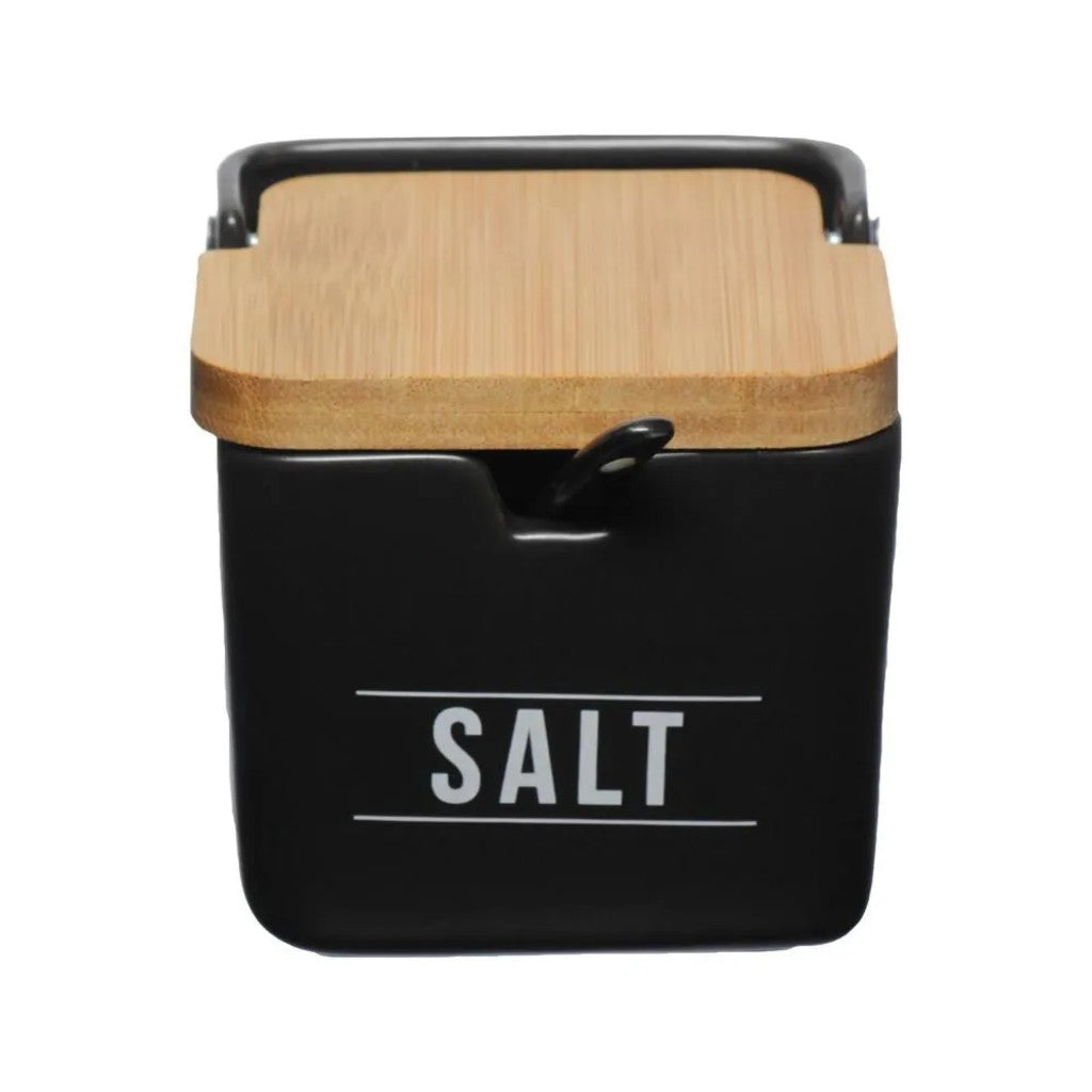 Saleiro em Porcelana e Bambu Preto Manhattan 270ml Hauskraft