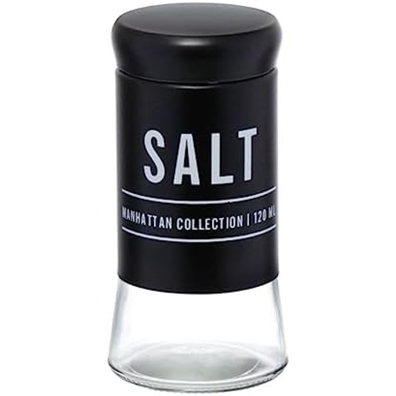 Saleiro Manhattan Em Vidro E Aço Inox Preto 120ml