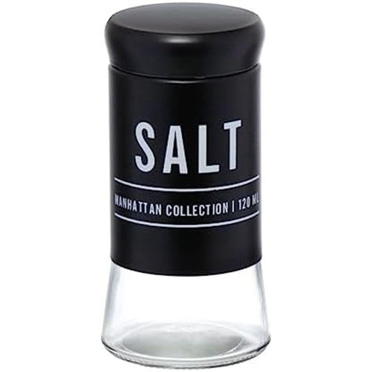 Saleiro Manhattan Em Vidro E Aço Inox Preto 120ml
