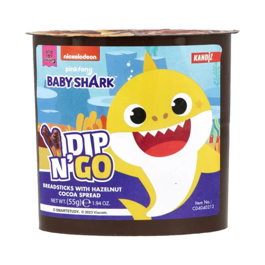 Sticks com Creme de Avelã e Cacau Baby Shark 55g Dipn Go