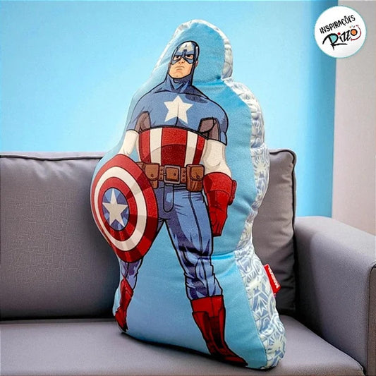 Almofada Escudo Capitão América Marvel Zona Criativa Aveludada