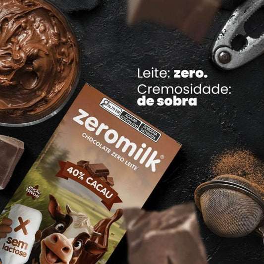 Barra de Chocolate 40% Cacau Zeromilk Zero Lactose e Glúten 80g
