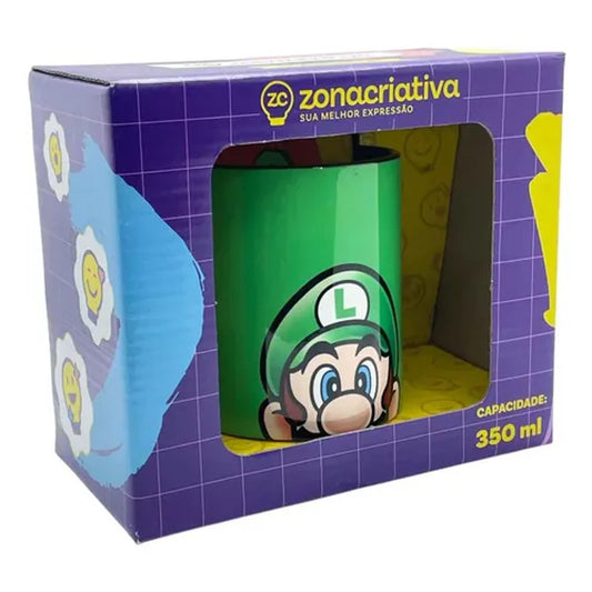 Caneca Luigi Super Mario 350ml Zona Criativa Cerâmica Verde