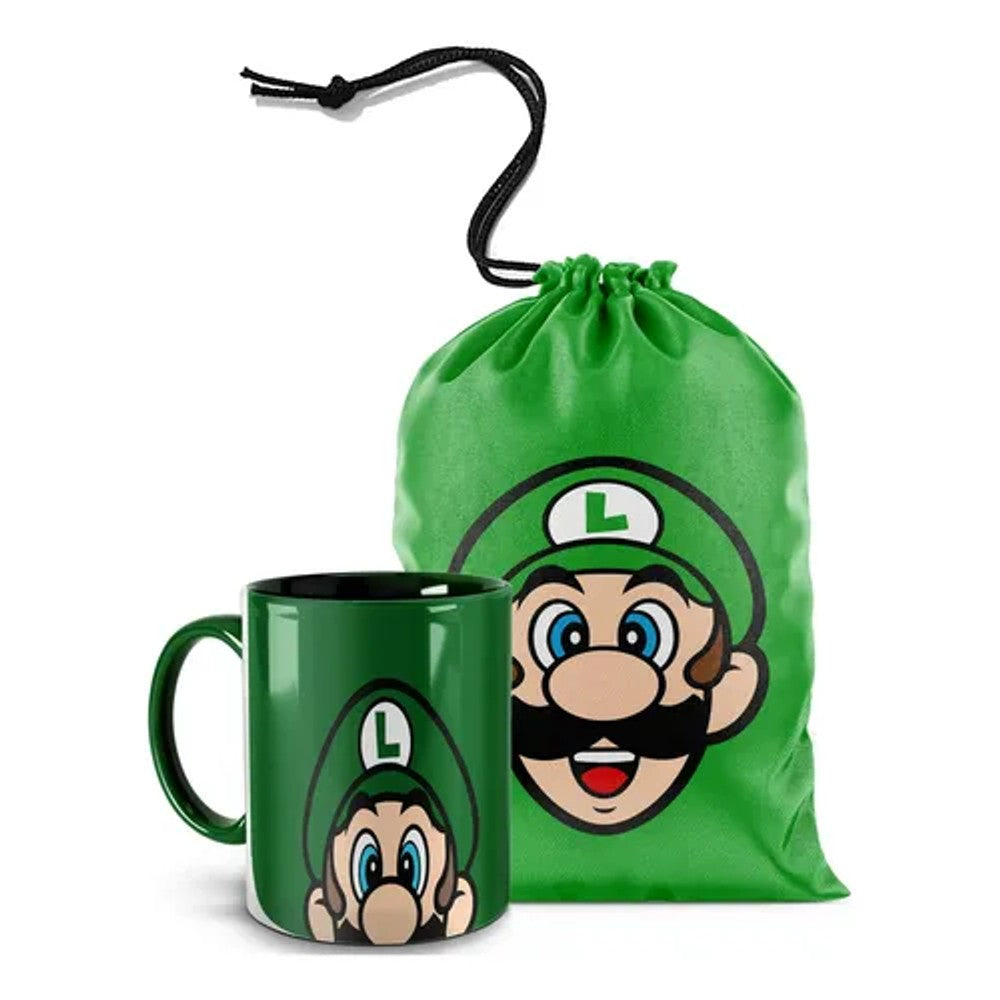 Caneca Luigi Super Mario 350ml Zona Criativa Cerâmica Verde