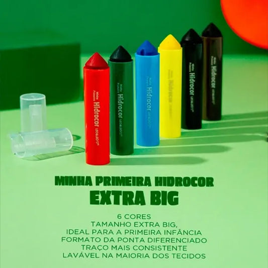 Canetinha Hidrocor Extra Big Leo&Leo Minha Primeira 6 Cores