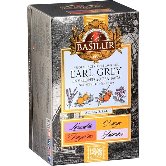 Chá Preto Basilur Earl Grey Sabores Sortidos 20 Sachês 40g