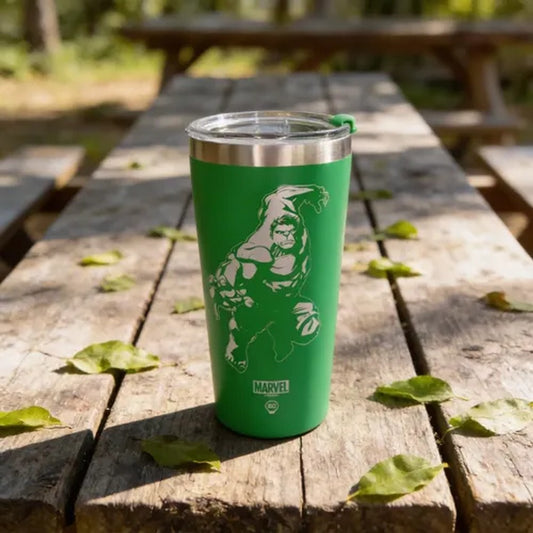 Copo com Tampa Hulk Marvel Zona Criativa 500ml Aço Inoxidável