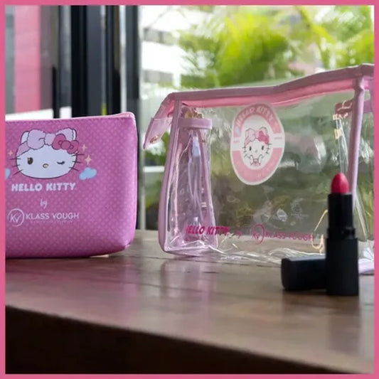 Kit 2 Necessaires Hello Kitty Rosa Klass Vough Organizador de Maquiagem