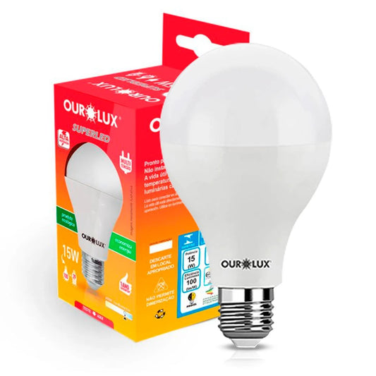 Lâmpada Superled Ourolux 15W Bivolt 6500K Luz Branca
