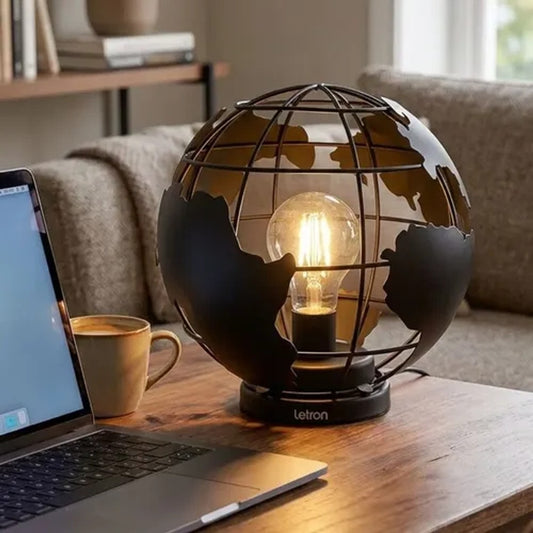Luminária de Mesa Mapa Mundi Letron LED Decorativa 21cm