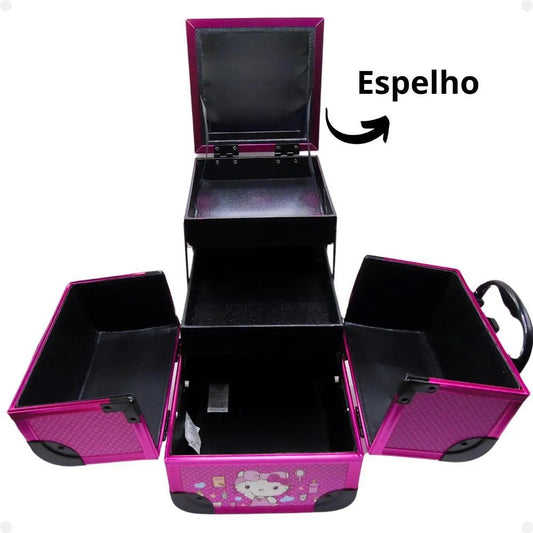 Maleta de Maquiagem Hello Kitty Klass Vough com Espelho Rosa