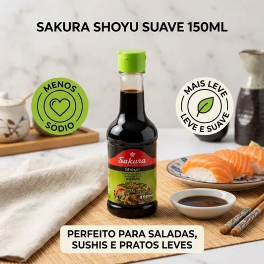 Molho de Soja Shoyu Light Sakura 150ml Baixo Teor de Sódio