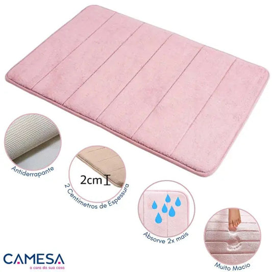 Tapete de Banheiro Camesa Super Soft Antiderrapante Rosa 60x40cm