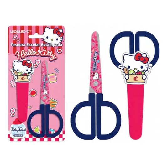 Tesoura Escolar Hello Kitty com Capa Protetora Leo&Leo