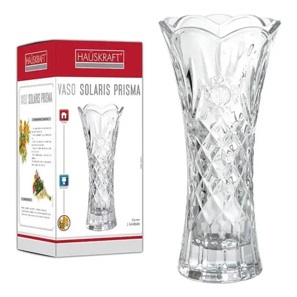 Vaso de Vidro Solaris Prisma Hauskraft 9x19cm Transparente