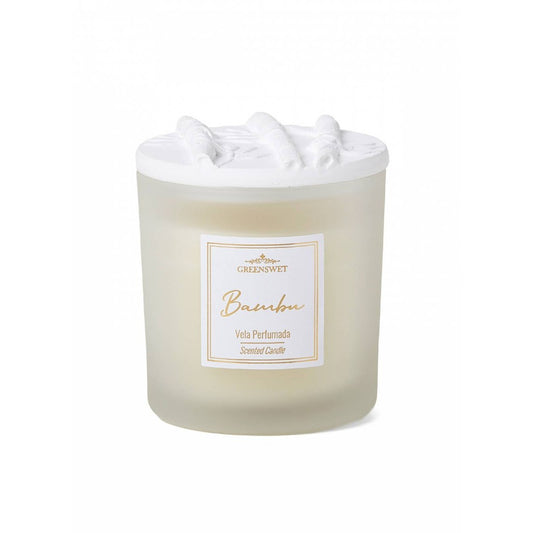 Vela Perfumada Greenswet Bambu 180g em Vidro com Tampa de Gesso