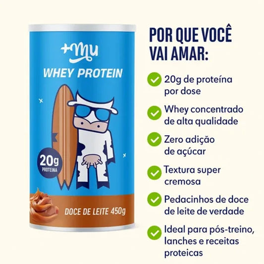 Whey Protein Concentrado Mais Mu Doce de Leite 450g Zero Açúcar