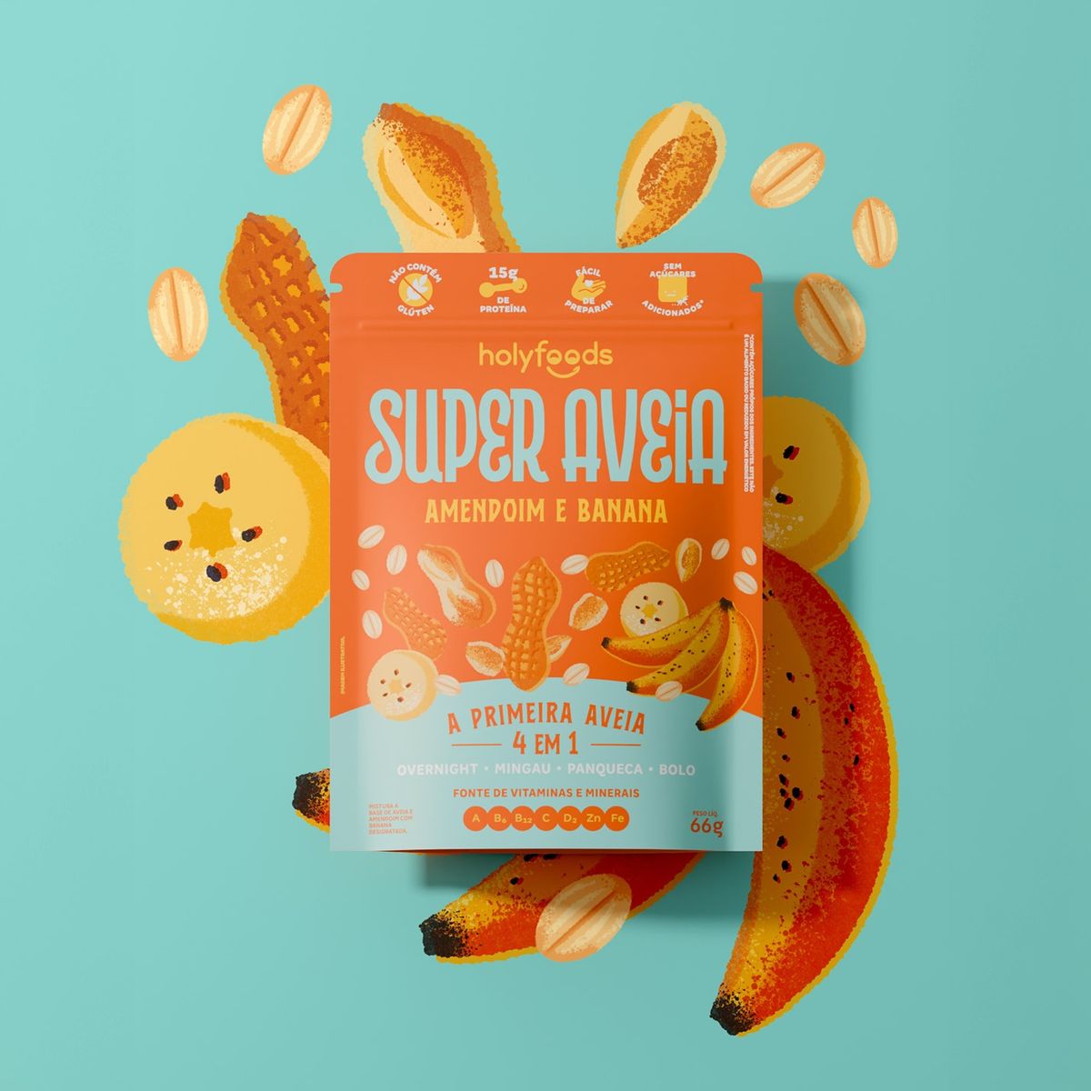 Super Aveia Amendoim com Banana 66g Holyfoods