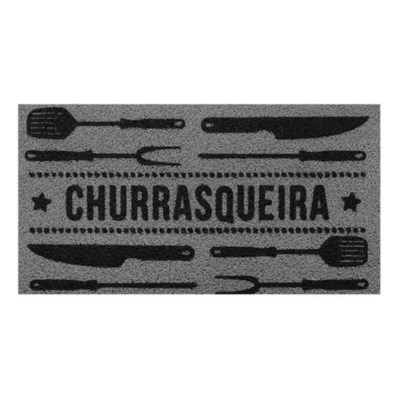 Tapete Capacho Vinil Churrasqueira Cinza 40x75cm