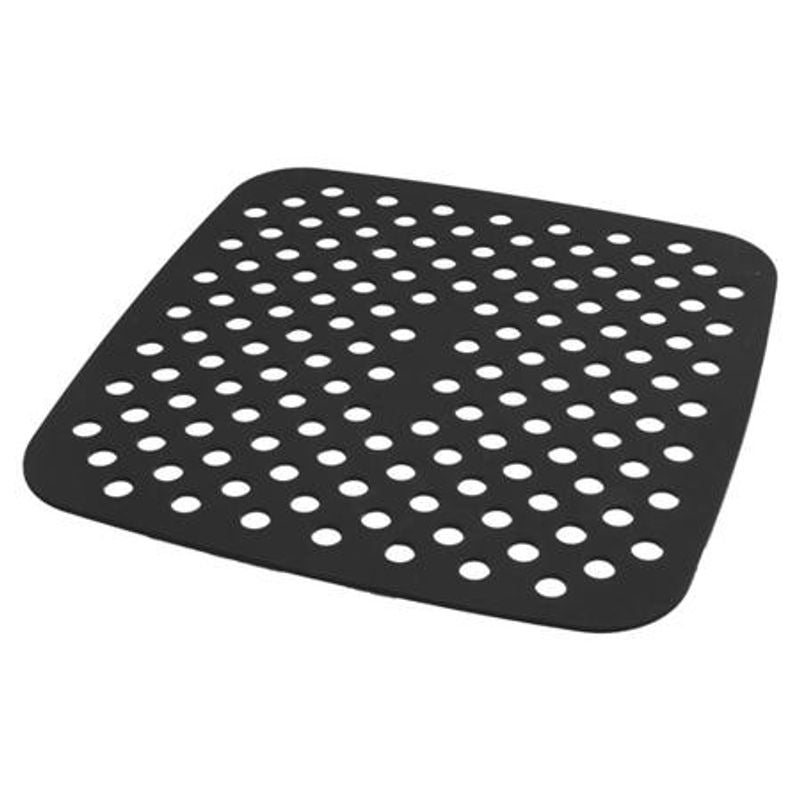 Tapete de Silicone Quadrado para Air Fryer Preto 19cm