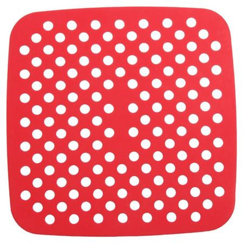 Tapete de Silicone Quadrado para Air Fryer Vermelho 29cm