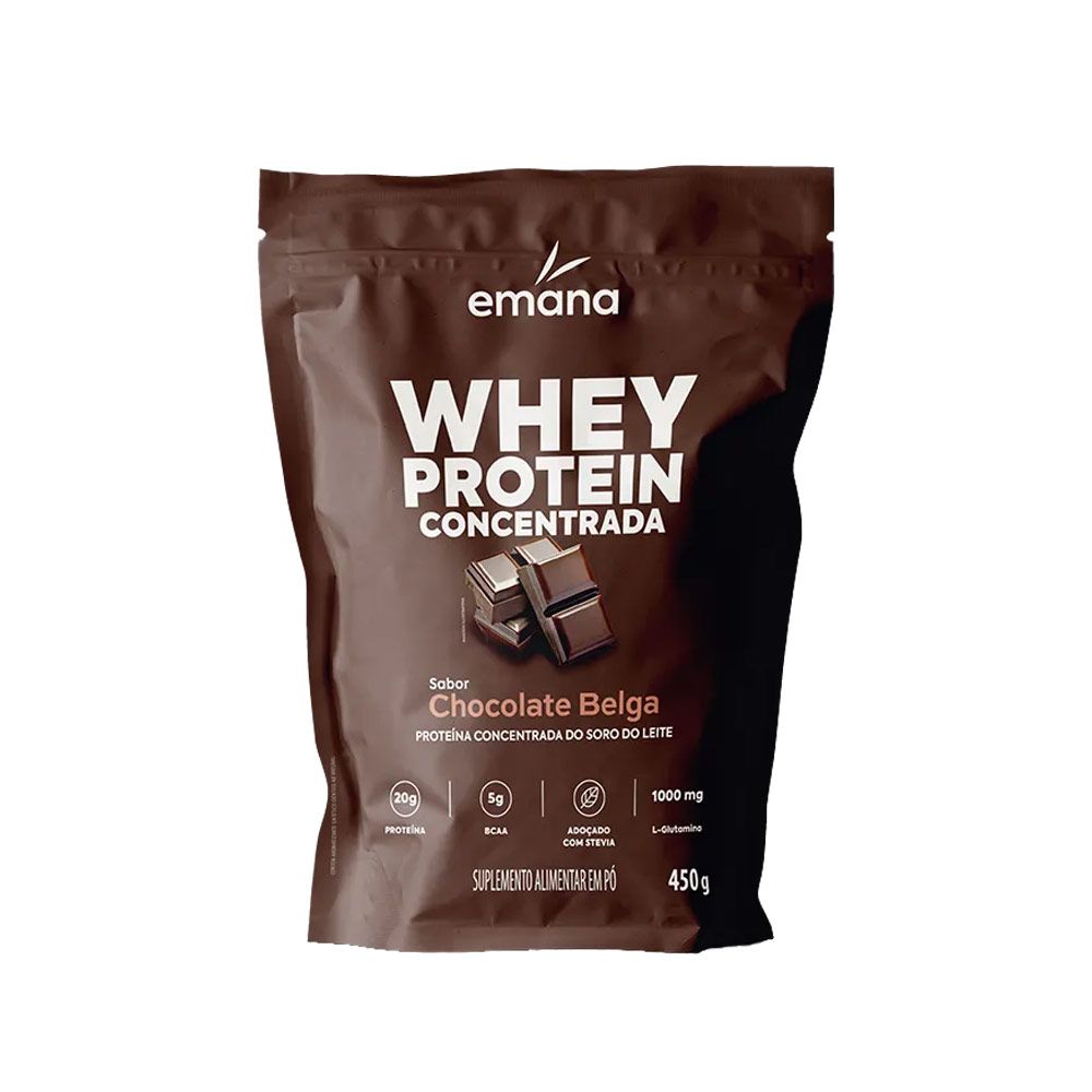 Whey Protein em Pó Sabor Chocolate Belga 450g Emana
