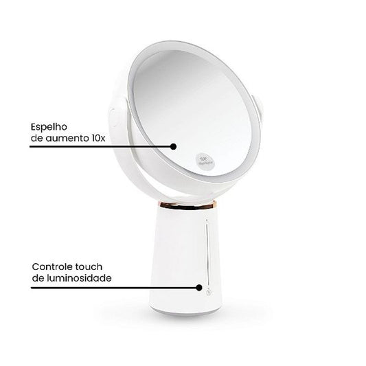 Espelho Duplo com Led Aumento 10x