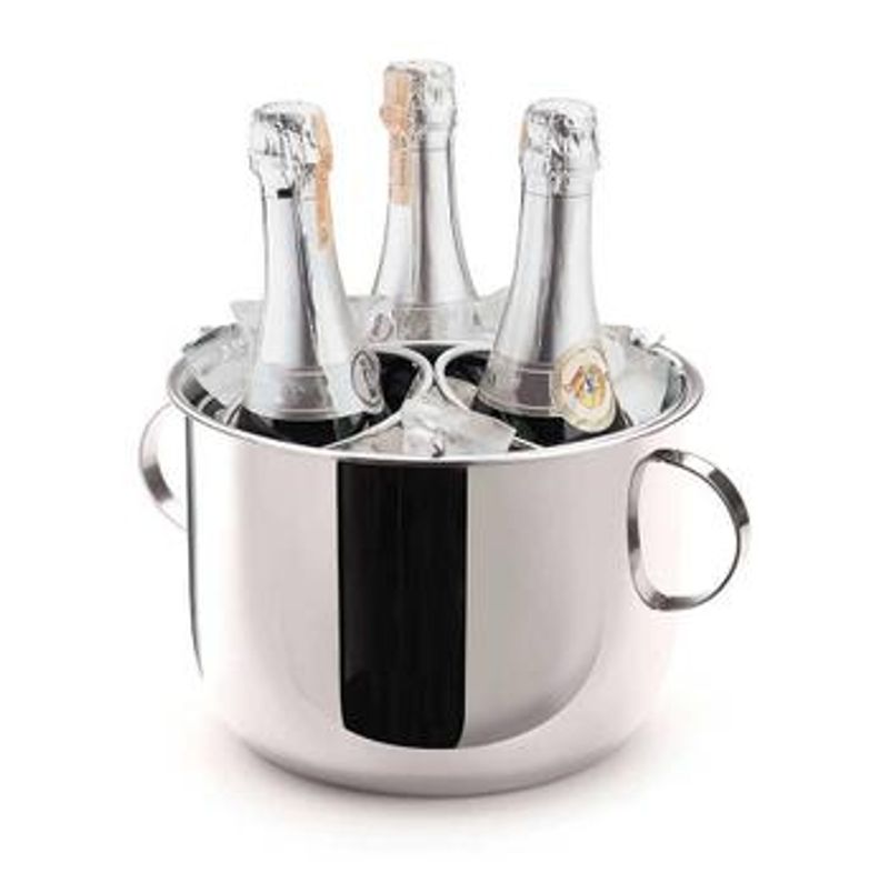Champagneira com Alças e Grelha Separadora para 3 Garrafas Aço Inox 6L