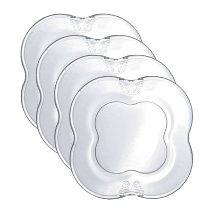 Conjunto com 4 Pratos de Sobremesa de Vidro Butterfly 17cm