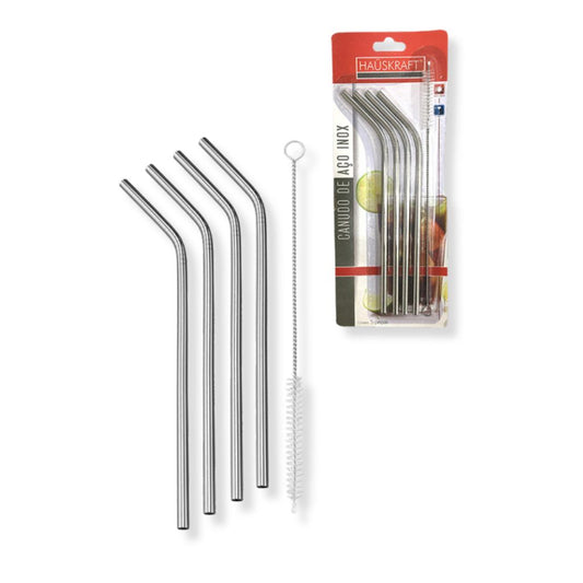 Jogo Canudo Aço Inox com 5 peças