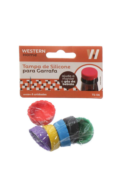 Jogo com 6 Tampas de Silicone para Garrafa