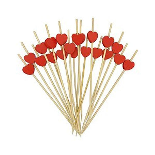 Espeto de Bambu para Petisco Coração 12cm Art Lille - 20 Unidades
