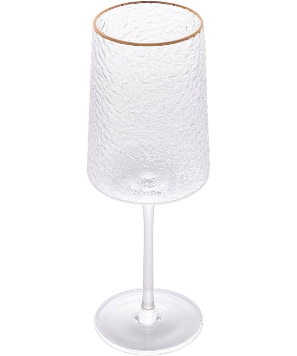 TACA PARA VINHO DE CRISTAL ECOLOGICO MARTELADO COM FIO DE OURO PETRA 600ML LYOR