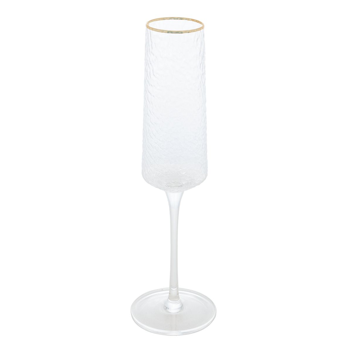 Taca Para Champanhe De Cristal Ecologico Martelado Com Fio De Ouro 300ml Lyor