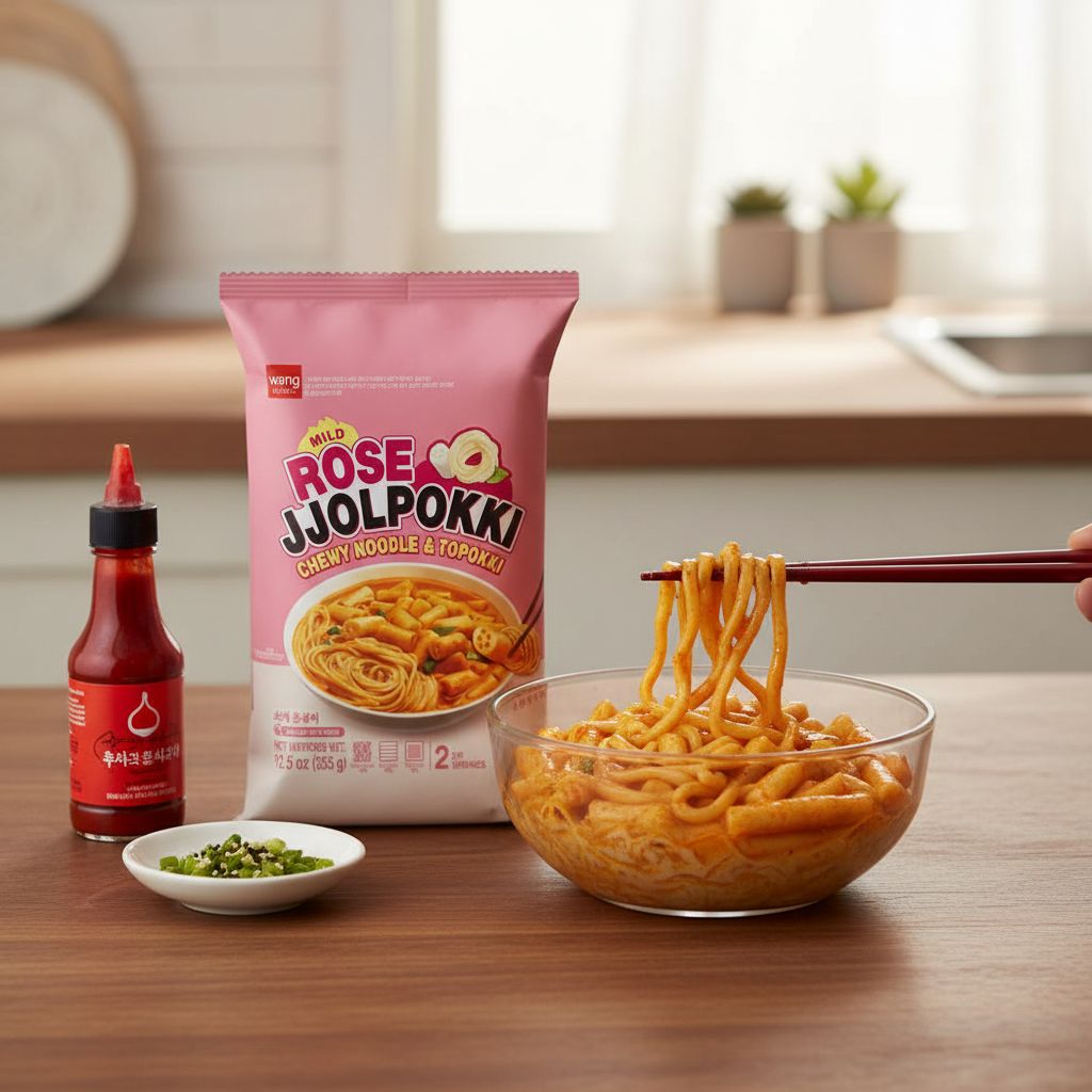 Massa de Arroz com Macarrão Molho Rosé Jjolppokki 355g Wang