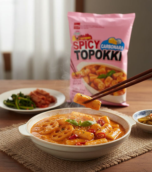 Massa de Arroz Picante Carbonara Topokki 376g Wang