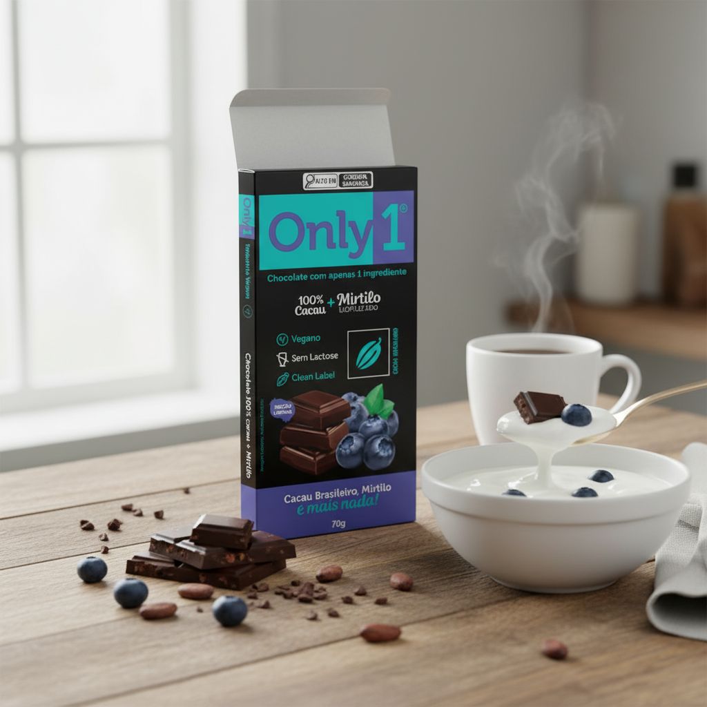 Chocolate 100% Cacau com Mirtilo 70g Only1
