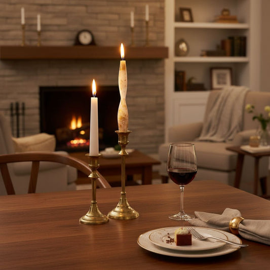 Vela Palma Pequena Branca e Ouro Loja das Velas