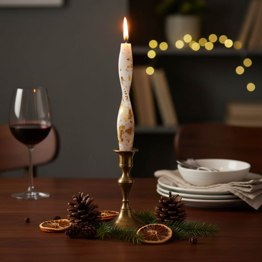 Vela Palma Pequena Branca e Ouro Loja das Velas