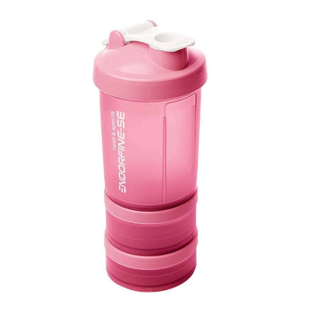 Garrafa Shaker 3 em 1 de Plástico Performance Rosa 650ml Lyor