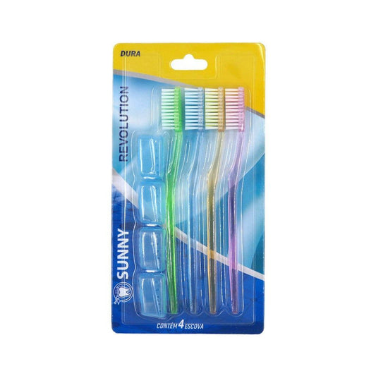 Kit 4 Escovas De Dente Colorido Simples Bx401 Sunny