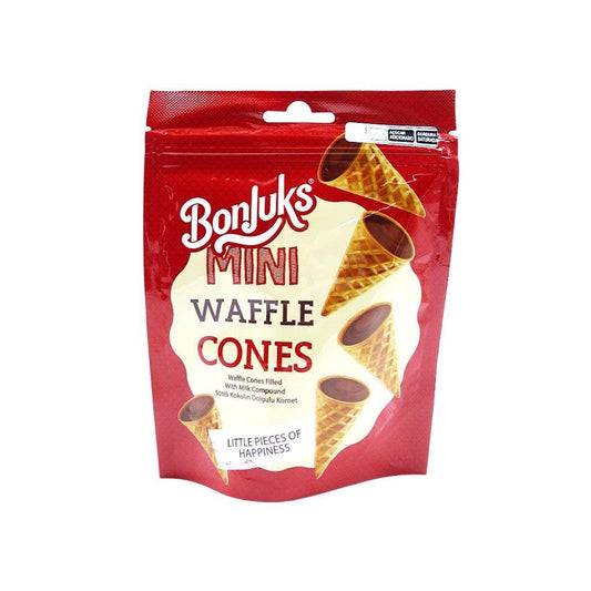 Mini Cones de Wafer com Recheio de Creme de Chocolate 50g Bonjuks