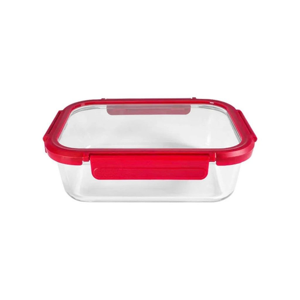 Pote com Tampa de Vidro Borossilicato Retangular 630ml Allmix