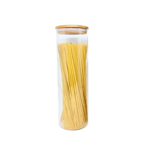 Pote de Vidro com Tampa de Bambu Circular Mantimento Oikos 2L