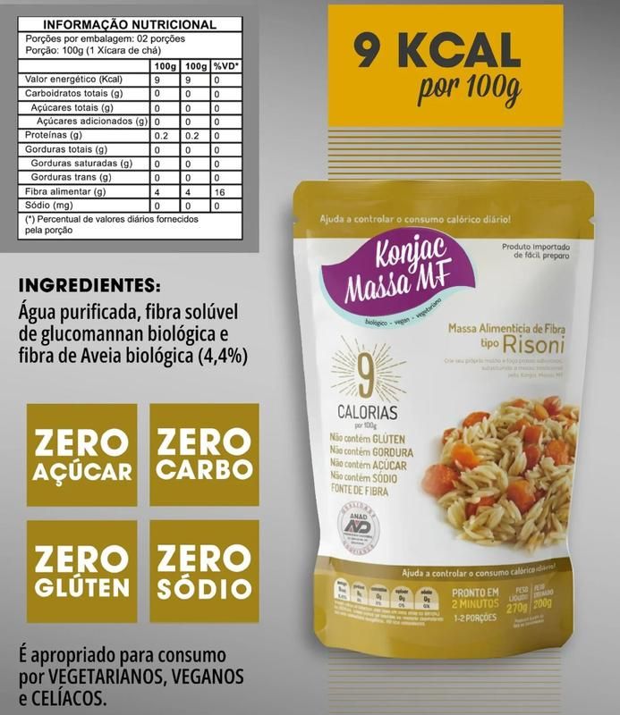 Massa Konjac Tipo Risoni 270g Konjac Massa MF