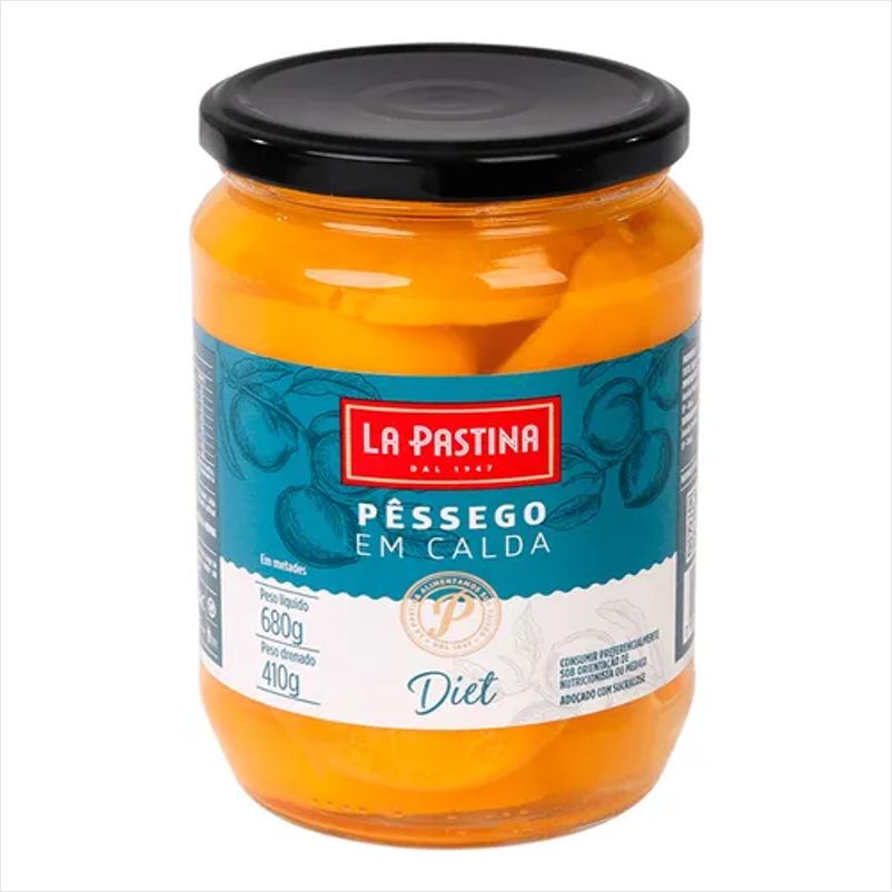Pêssego em Calda com Amendoa Diet 680g La Pastina