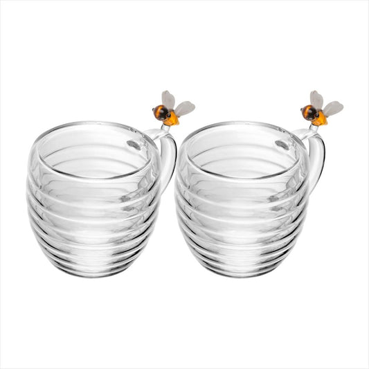 Conjunto com 2 Xícaras de Chá de Vidro Lovely Bee 180ml