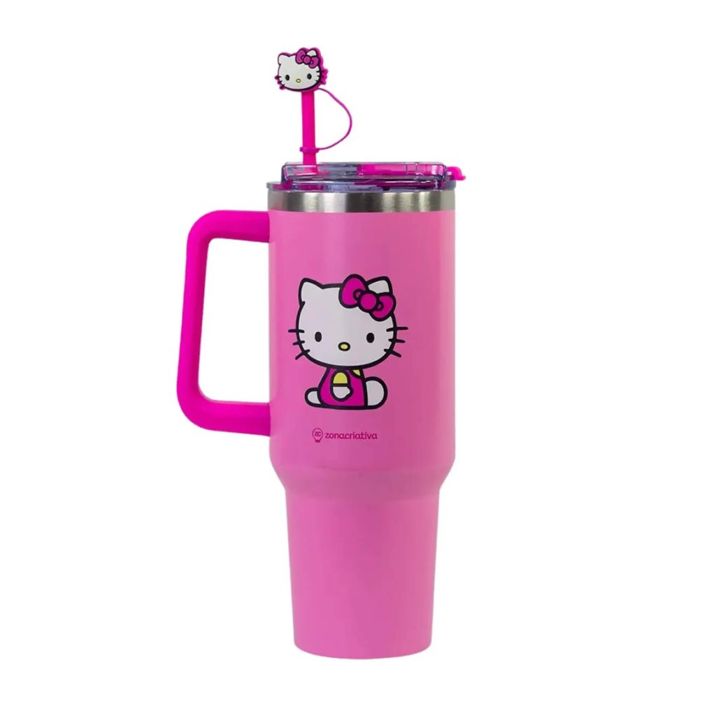 Canecão Térmico Tumbler com Pingente Hello Kitty 1,15L Zona Criativa